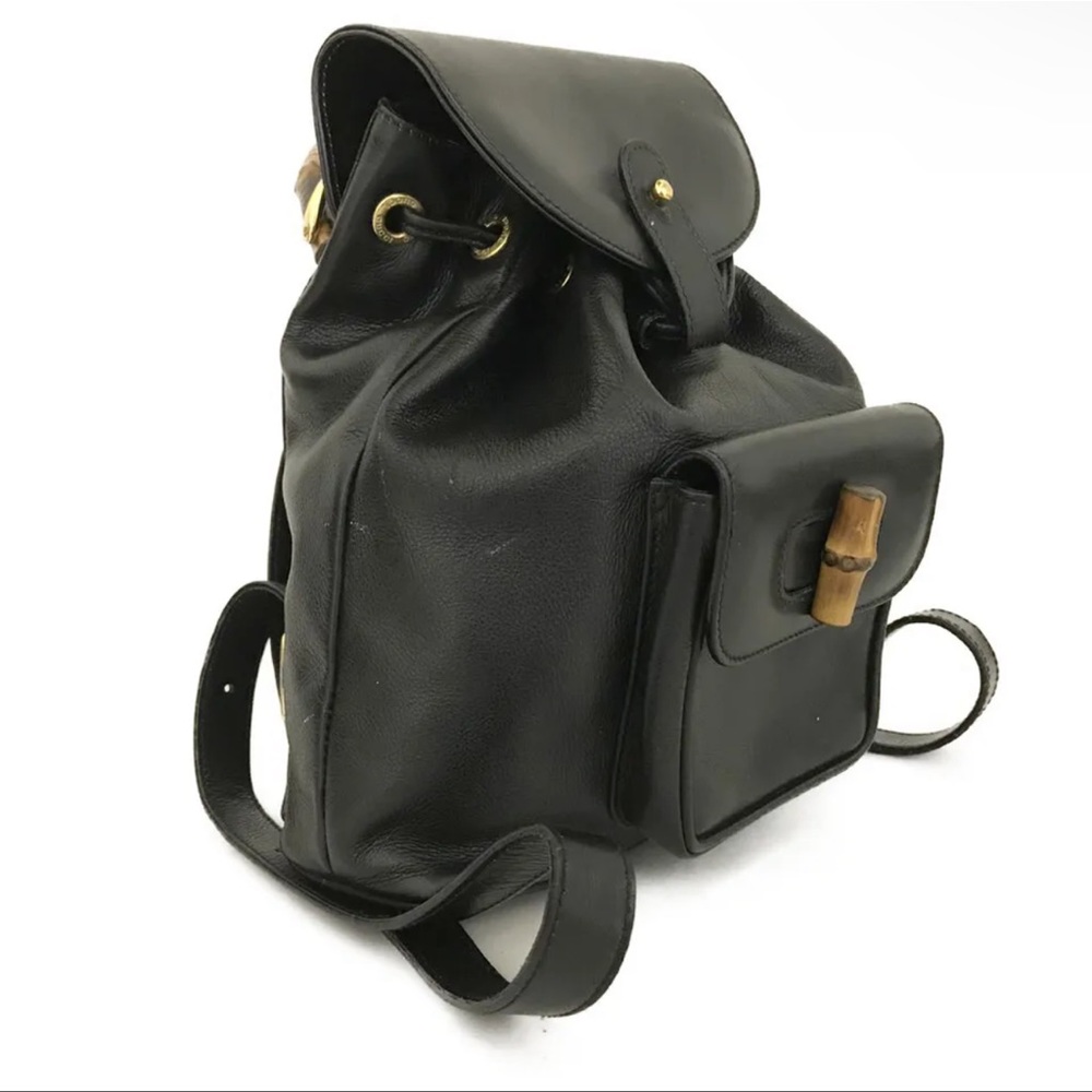 GUCCI Small Bamboo Handle Black Leather Back Pack: A STUNNER! - Picture 3 of 11